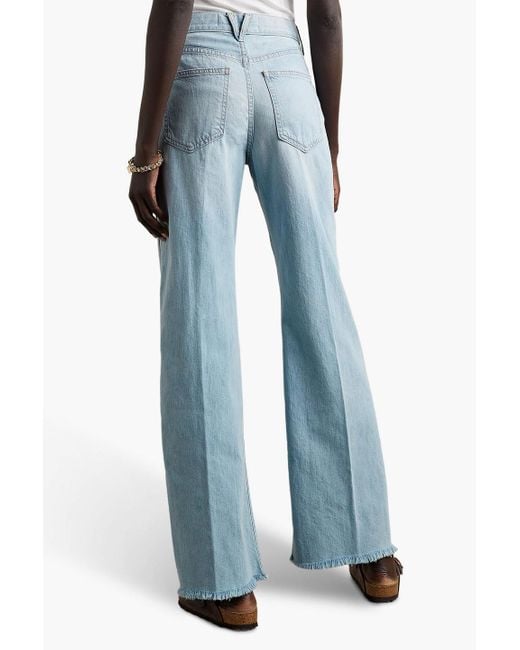 Veronica Beard Blue Taylor Frayed High-rise Wide-leg Jeans