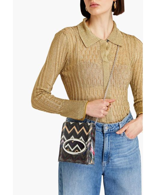Missoni Black Metallic Crochet-knit Shoulder Bag