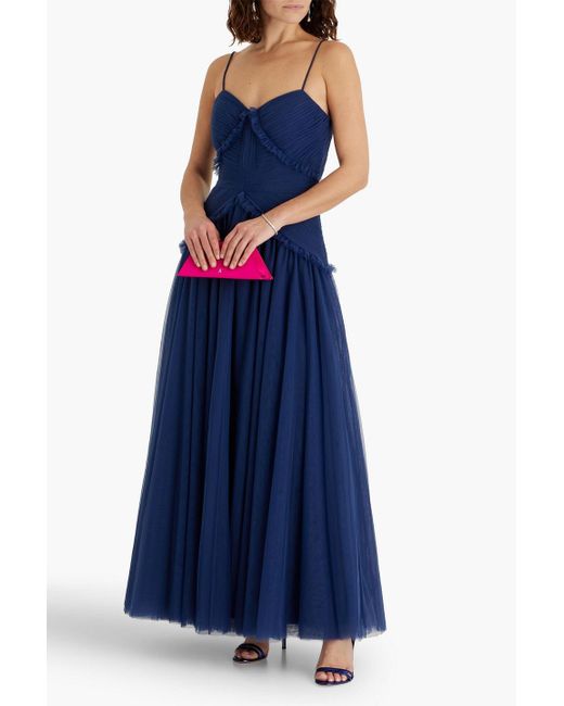 Zac Posen Women's Blue Pleated Tulle Gown Zac Posen Women's Blue Pleated Tulle Gown