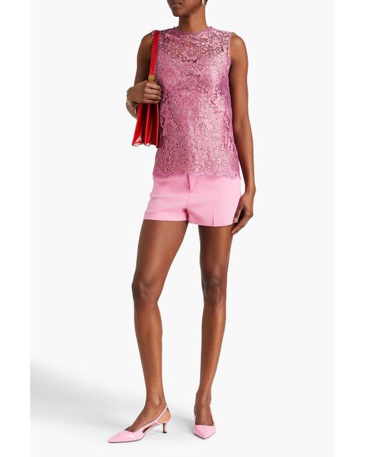 Dolce & Gabbana Pink Oberteil aus schnurgebundener spitze mit metallic-effekt