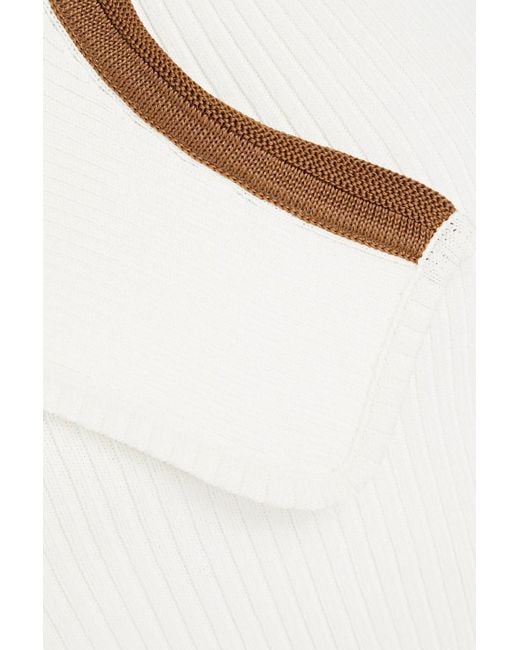 Jacquemus White Aceno One-shoulder Ribbed-knit Top