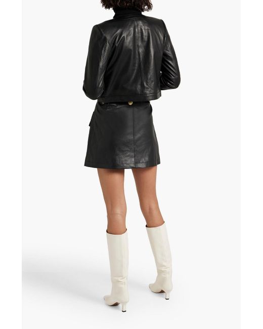 10 Crosby Derek Lam Black Trix Leather Mini Skirt
