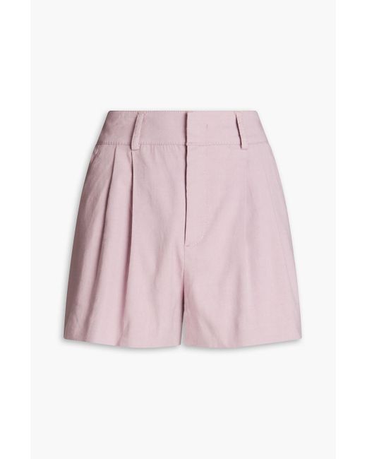 RED Valentino Pink Pleated Stretch-cotton And Linen-blend Shorts