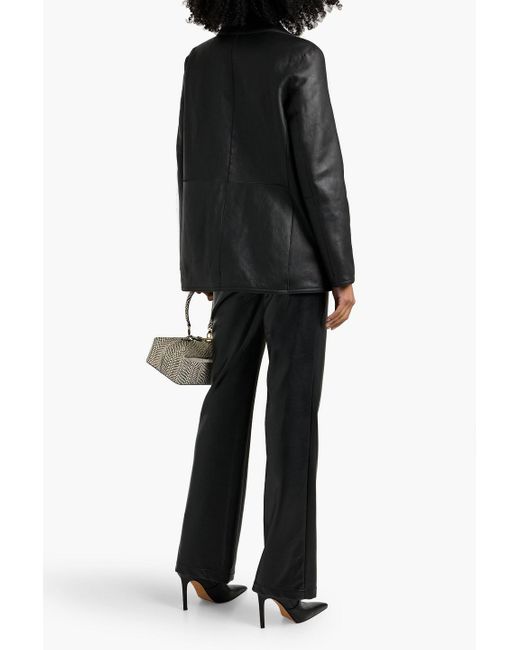 Theory Black Reversible Double-Breasted Shearling Jacket
