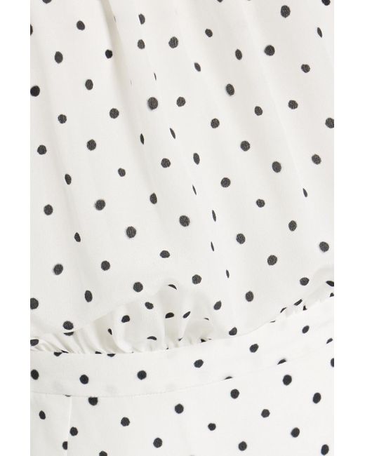 Saloni White Grace Off-the-shoulder Polka-dot Silk-crepe Midi Dress