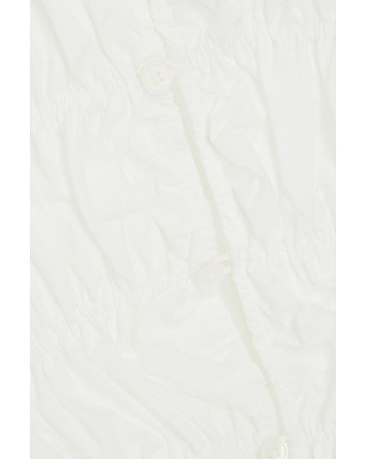 Khaite White Brena cropped hemd aus baumwollpopeline mit raffungen