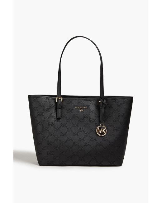 MICHAEL Michael Kors Black Perforated Faux Textured-leather Tote