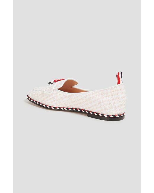 Thom Browne White Bow-detailed Tweed Loafers