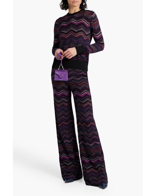 Missoni Blue Metallic Crochet-knit Wool-blend Flared Pants