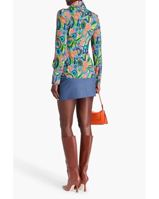 Dolce & Gabbana Multicolor Printed Silk-Blend Crepe De Chine Shirt