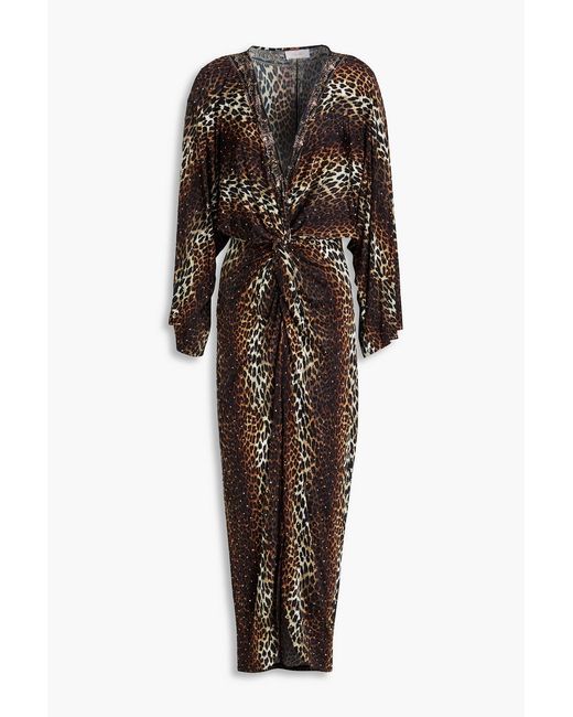 Camilla Multicolor Twisted Leopard-Print Stretch-Jersey Midi Dress