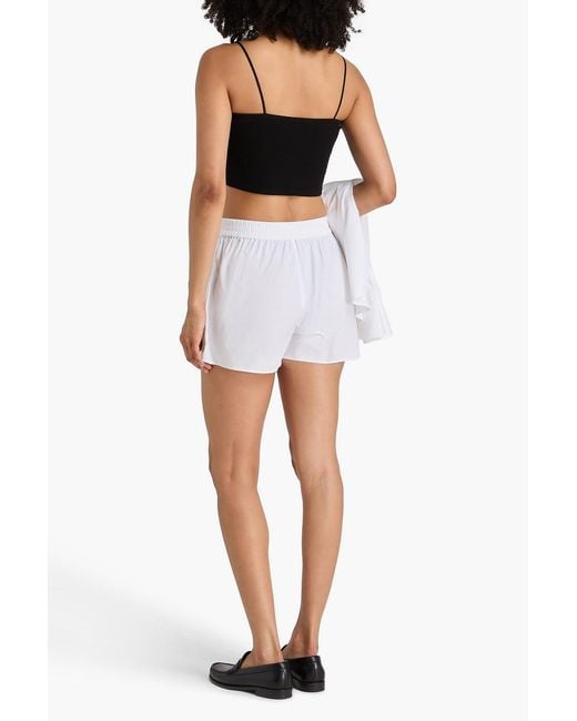 T By Alexander Wang White Cotton-Poplin Shorts