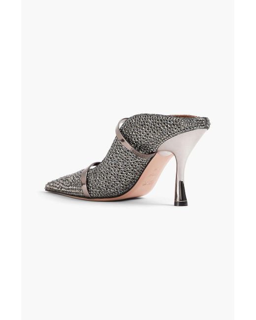 Malone Souliers Metallic Mamie 90 Crystal-embellished Suede Mules