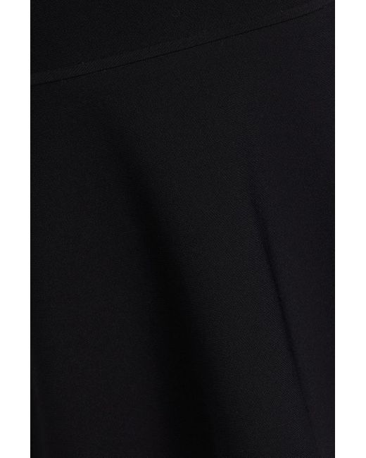 Hervé Léger Black Fluted Stretch-knit Midi Dress
