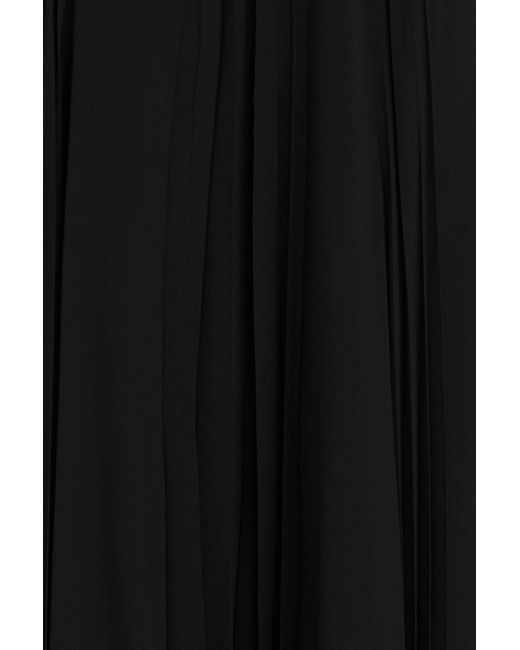 Valentino Garavani Black Pleated Silk-georgette Midi Skirt