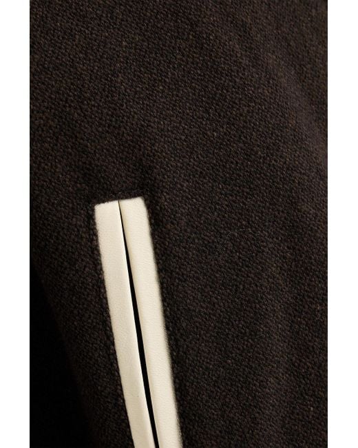 FRAME Black Varsity Leather-trimmed Wool-blend Jacket for men