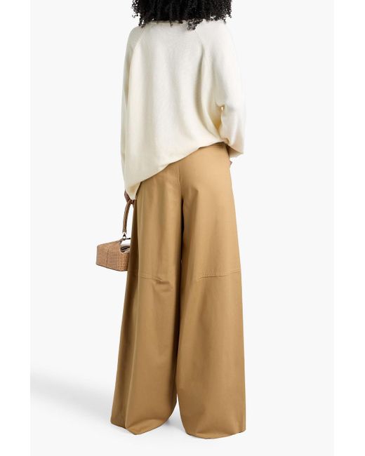 Max Mara Natural Avoriaz Pleated Cotton-Blend Wide-Leg Pants