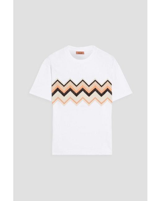 Missoni White Knit-Paneled Cotton-Jersey T-Shirt for men