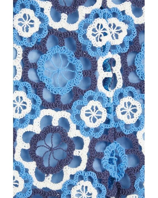 Maje Blue Crocheted Cotton Shorts
