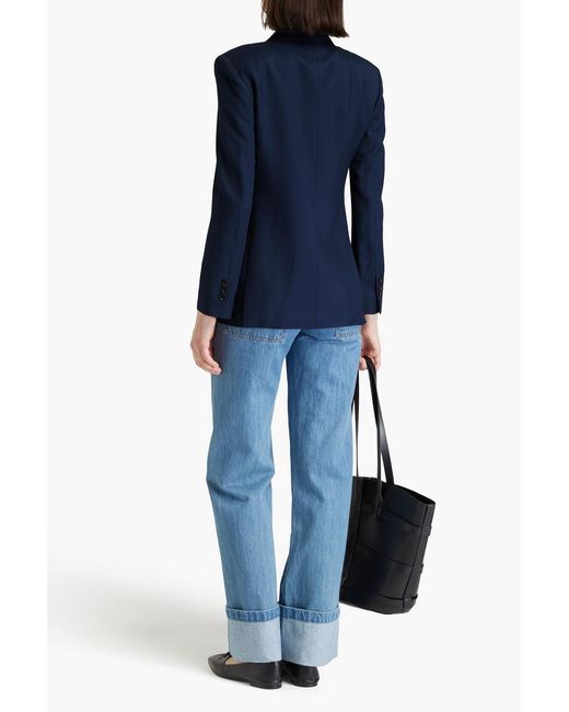 Theory Blue Double-breasted Twill Blazer