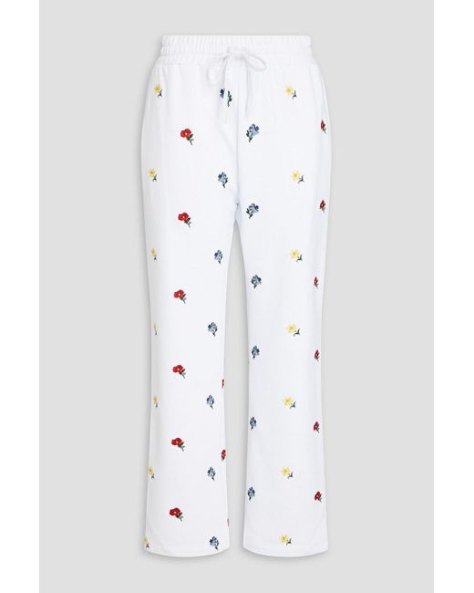RED Valentino White Embroidered French Cotton-blend Terry Track Pants