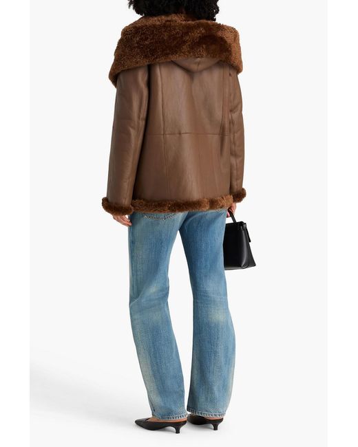 Vince Brown Leather Hooded Jacket