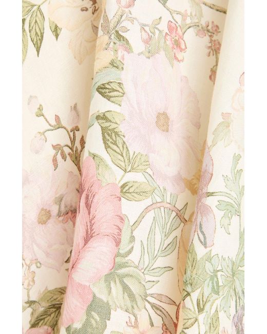 Zimmermann Natural Floral-Print Linen Mini Dress