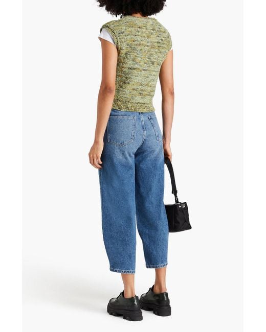 DL1961 Blue Miro Cropped Faded High-rise Tapered Jeans