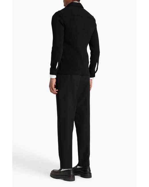 Sandro Black Ribbed Jersey Overshirt for men