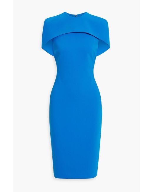 Badgley Mischka Blue Cape-Effect Crepe Dress