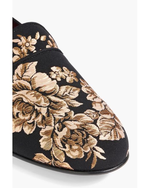 Dolce & Gabbana Black Metallic Floral-jacquard Loafers for men