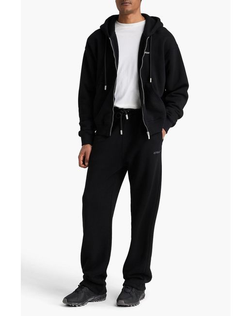 Off-White c/o Virgil Abloh Black Embroidered French Cotton-Terry Sweatpants for men