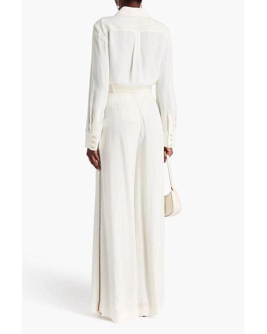 Zimmermann White Chain-Embellished Crepe Wide-Leg Pants