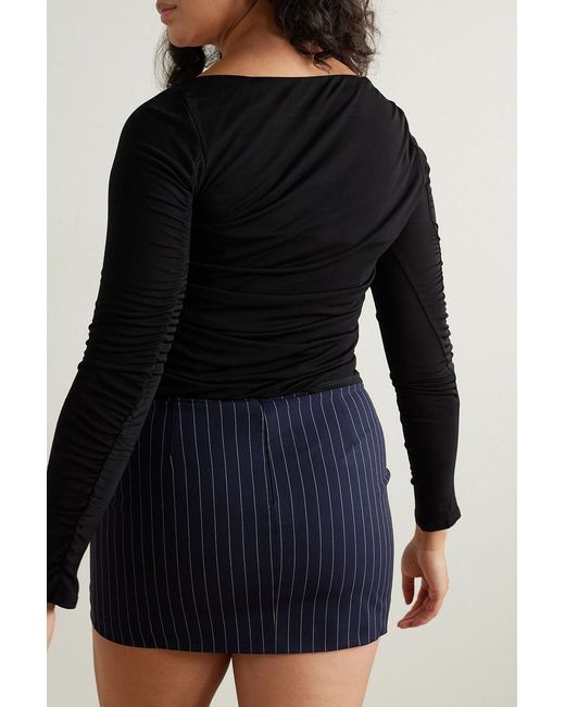 Staud Black Solana Draped Stretch-jersey Top