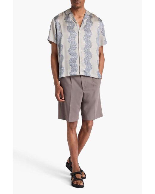 Frescobol Carioca White Roberto Printed Silk-Satin Shirt for men