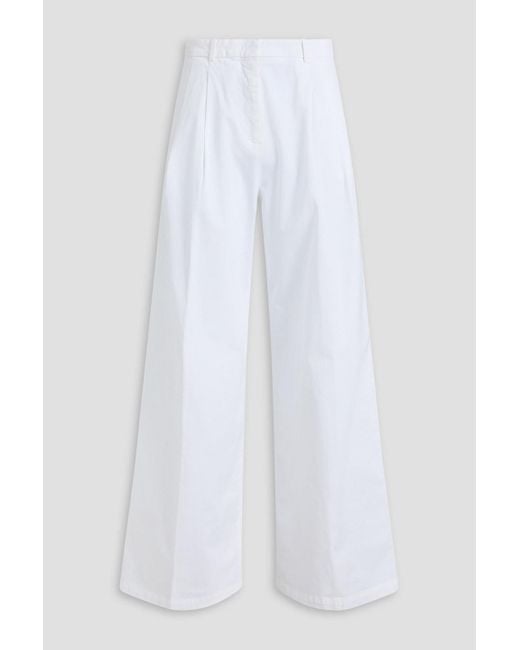 Fabiana Filippi White Cotton-Blend Wide-Leg Pants
