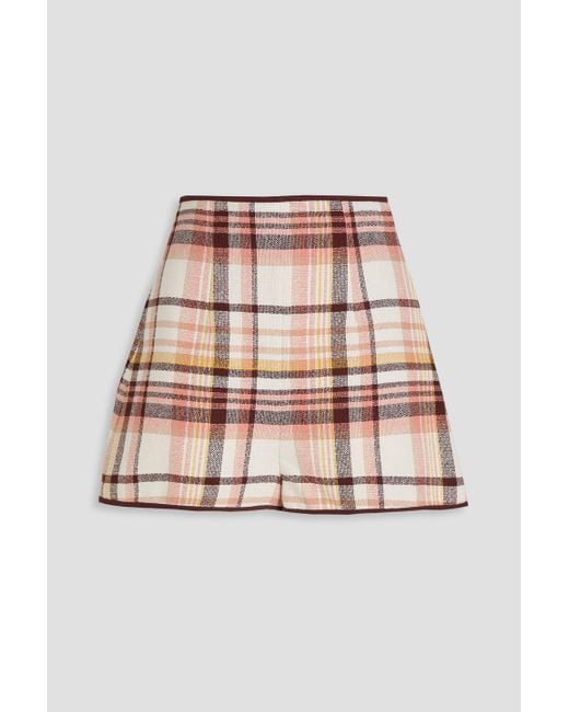 Zimmermann White Karierter minirock aus tweed aus einer leinen-baumwollmischung