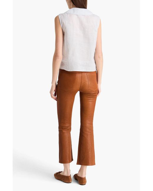FRAME Brown Le Crop Mini Boot Cropped Leather Bootcut Pants