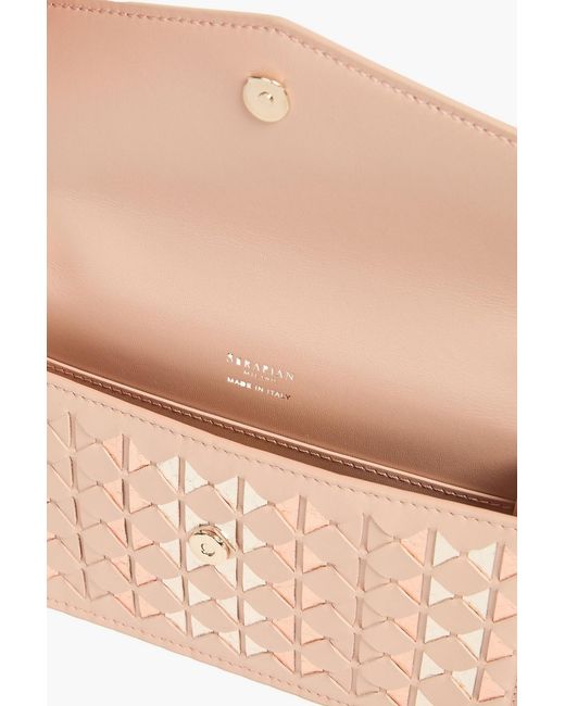 Serapian Natural Mosaic geflochtene clutch aus schlangenleder und metallic-leder