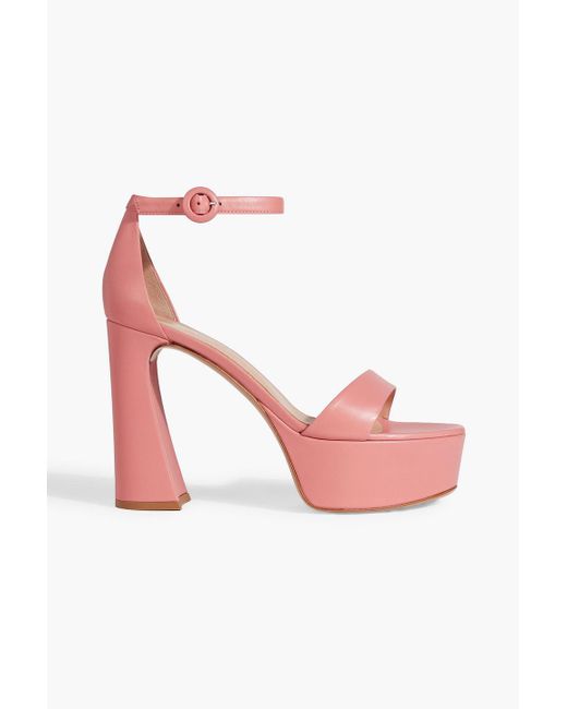 Gianvito Rossi Pink Holly Leather Platform Sandals