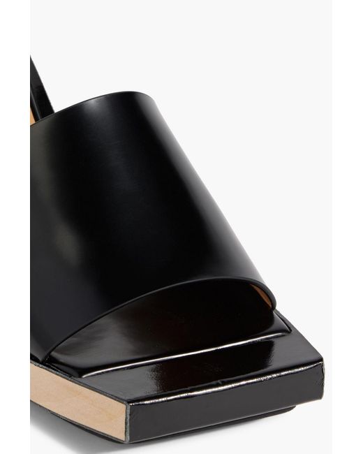 Maison Margiela Black Mm22 Glossed-Leather Wedge Mules