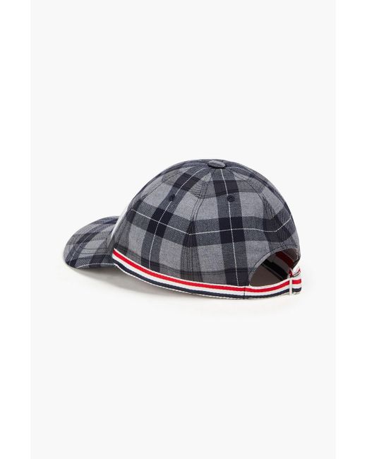Thom Browne Gray Checked Wool-blend Twill Cap for men