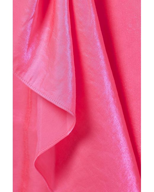 Ulla Johnson Pink Lali Ruched Ruffled Metallic Chiffon Gown