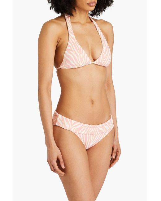 Heidi Klein Pink Palermo Zebra-print Stretch-jacquard Low-rise Bikini Briefs