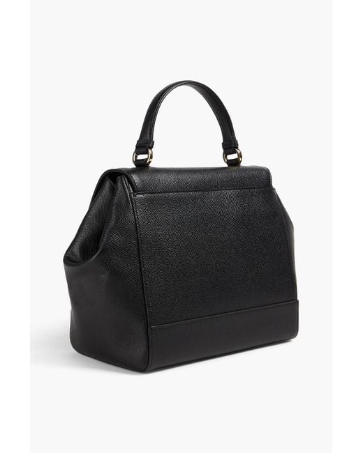 Ferragamo Black Bow-detailed Pebbled-leather Tote