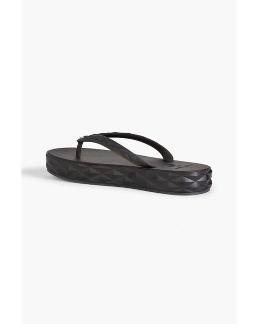 Jimmy Choo Black Diamond Embossed Rubber Platform Flip Flops