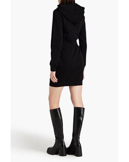 Moschino Black Appliquéd French Cotton-terry Hooded Mini Dress