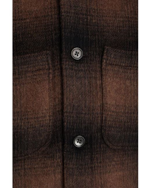 Officine Generale Brown Harrison Checked Wool-Blend Overshirt for men