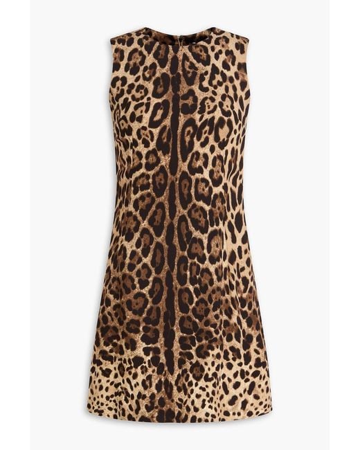 Dolce & Gabbana Natural Leopard-Print Crepe Mini Dress