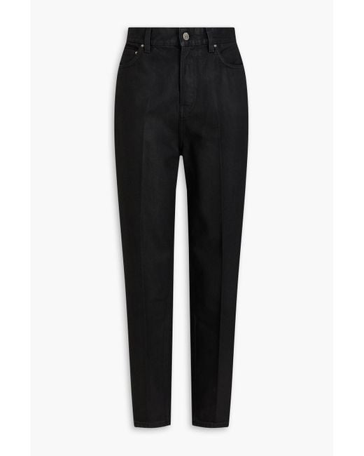 Totême  Black Coated High-rise Tapered Jeans